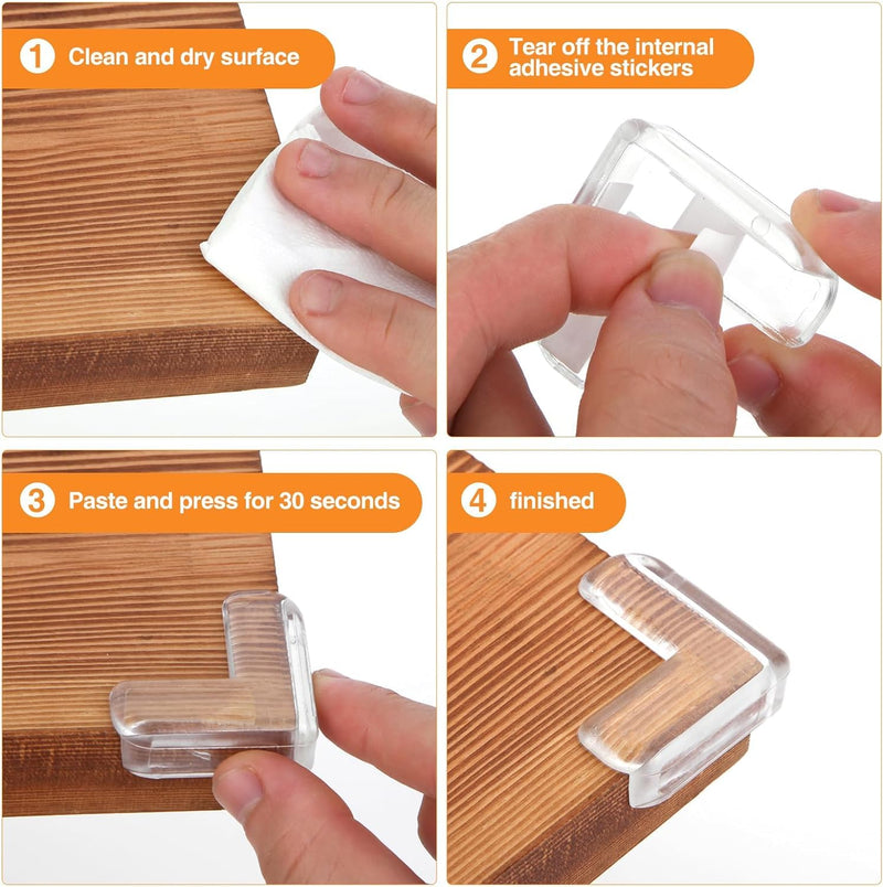 Corner Protector, Baby Proof Furniture Corner Guards, Safety Bumpers & Cushion to Cover Sharp Furniture & Table Edges,Clear and Transparent,Pre-Taped (12 Count L-Shape(Park of 1)) 12 PCS (L-Shape)