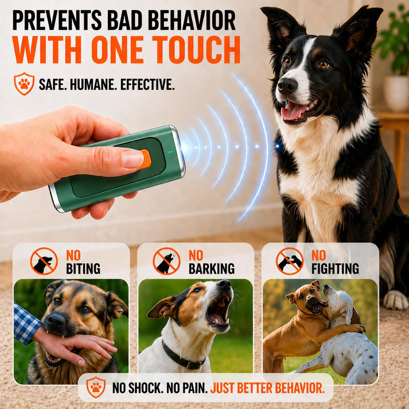 NEW 2026 Dog Bark Deterrent Device - Ultrasonic Anti Barking Device for Dogs - Humane Rechargeable Bark Control & Dog Training Tool for Small Medium Large Dogs - Indoor Outdoor Anywhere Daily Green