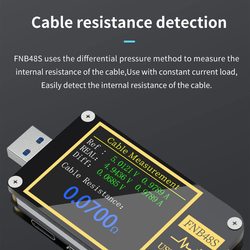 USB Power Meter, USB Tester 4-24V 0-6.5A USB Voltmeter Ammeter with Screen Flip Function Monitoring, High Precision Multifunctional USB Multimeter Voltage and Current Tester(FNB48)