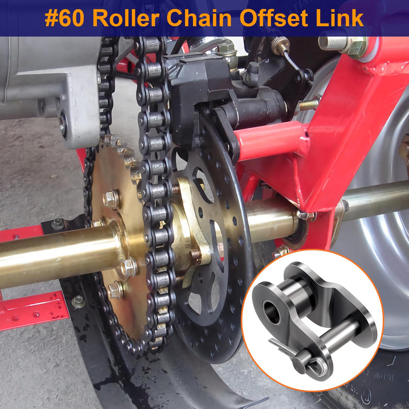 OIIKI 4PCS #60 Roller Chain Offset Link, Carbon Steel Half Link, Crank Link