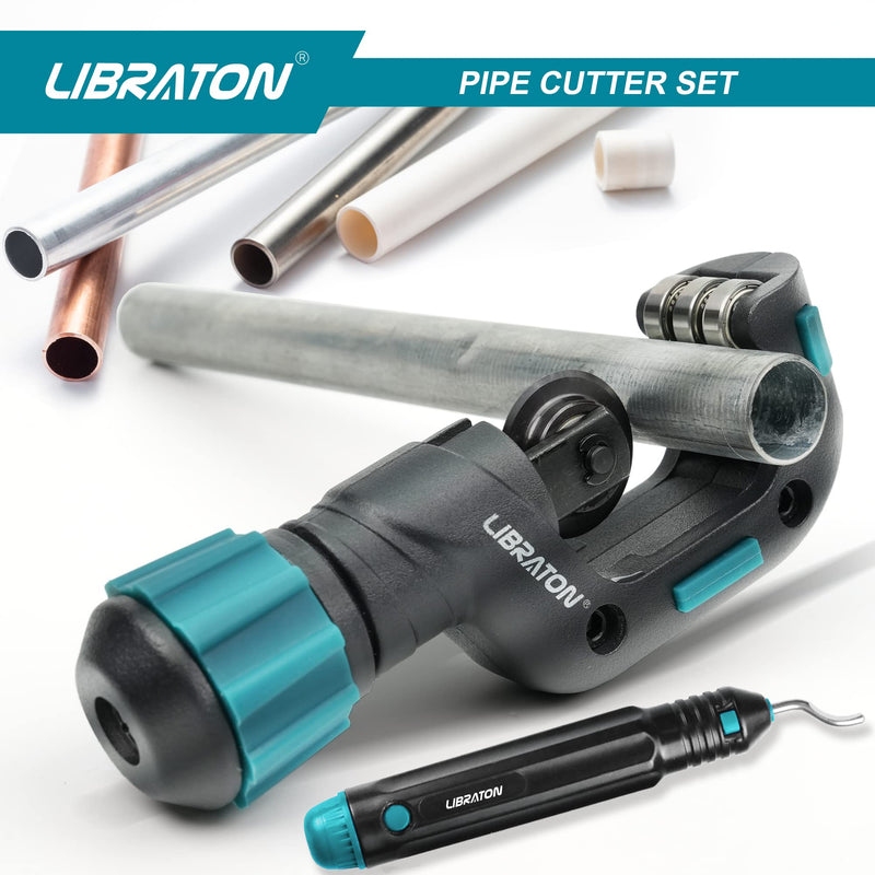 Libraton Pipe Cutter, Tubing Cutter, Copper Pipe Cutter, 5/32” to 1-1/4” Outer Diameter, Tube Cutter with Deburring Tool, Copper Cutter, Pipe Cutter Tool for Copper, and Thin Stainless Steel Tube 5/32" to 1-1/4"