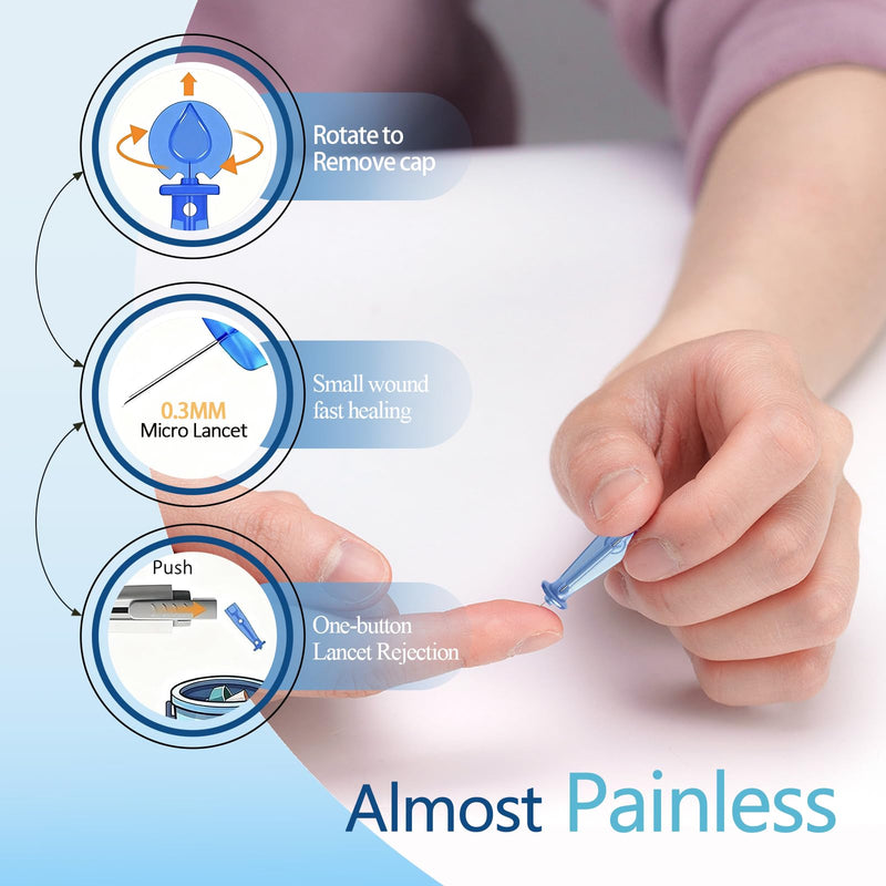 Stondon Blood Glucose Test Strips and Lancets, 50 Test Strips + 50 Lancets, Compatible with Stondon G430/G520/G425-3 Glucose Meters, No Coding Blood Sugar Testing Supplies