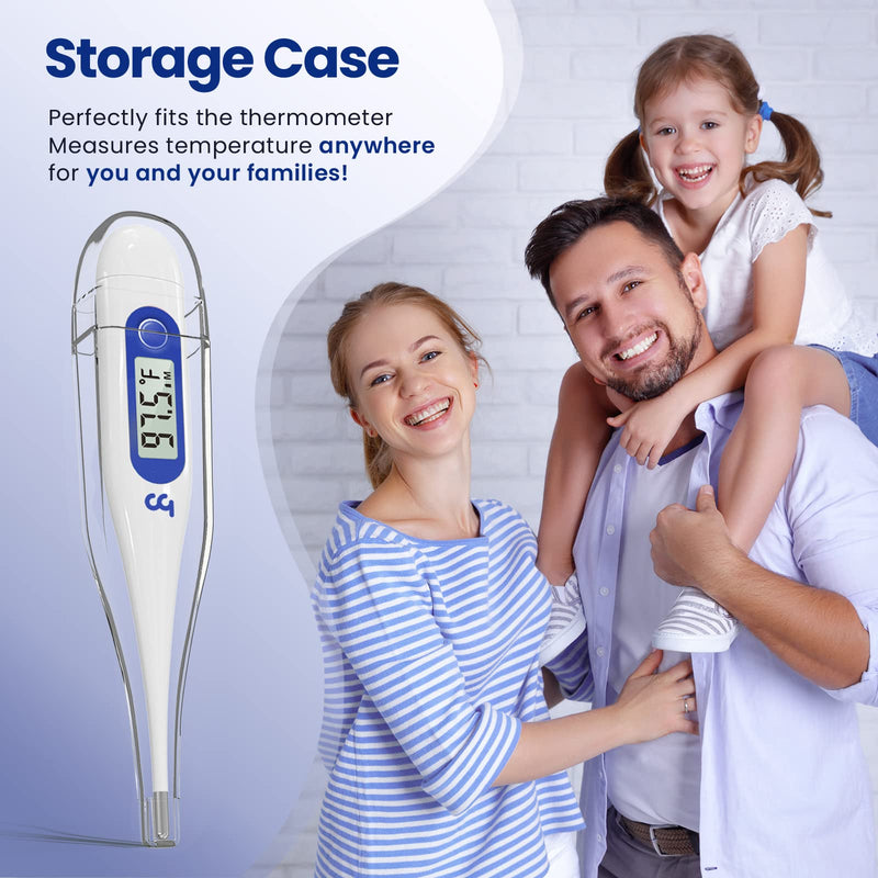 Thermometer for Adults, Oral Thermometer for Fever, Thermometer with Fever Alert, Memory Recall, C/F Switchable, Rectum Armpit Reading Thermometer for Whole Family (Klein Blue)