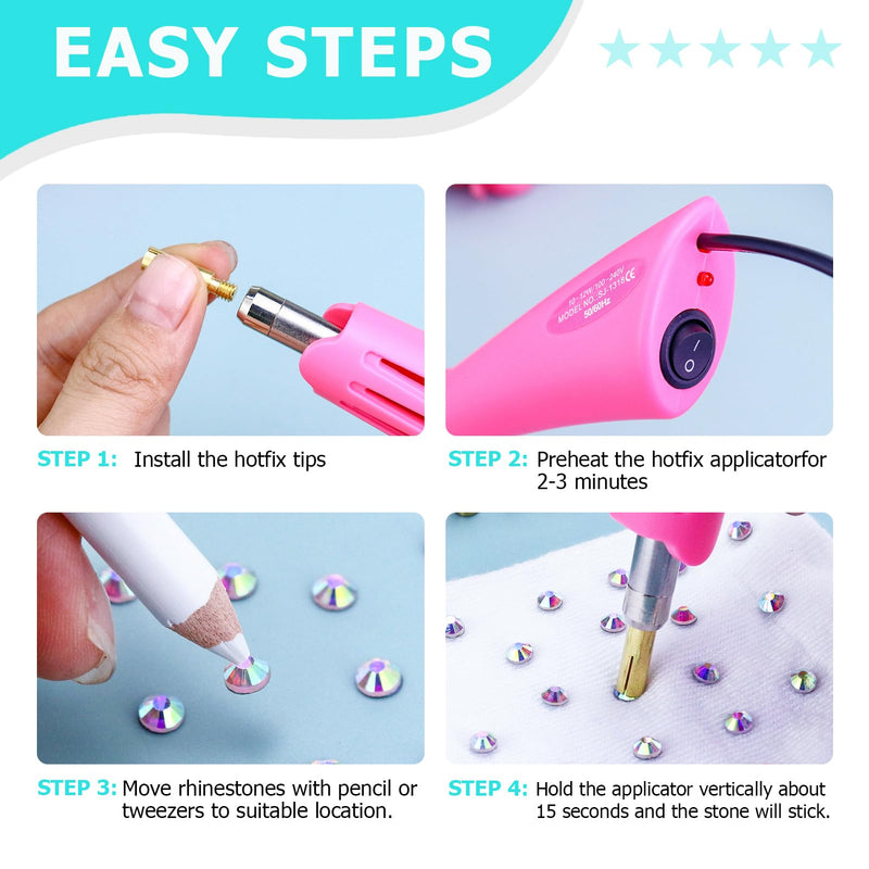 Briskbloom Hotfix Rhinestones Applicator Kit with 11000PCS Hot Fix Crystals 3mm 4mm 5mm, Bedazzler Kit with Rhinestones 10SS 16SS 20SS for Blinging Clothes Fabric, 3 Gems Sizs, Multi-Colors 11000PCS-Colorful Set 3