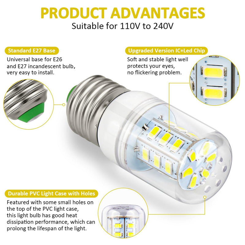 KEI D34L Refrigerator Bulb Replacement for Frigidaire Kenmore Electrolux 5304511738 LED Refrigerator Replace PS12364857 AP6278388 4584444 (110V-240V 3.5W White Light) - 2 Pack 2pcs