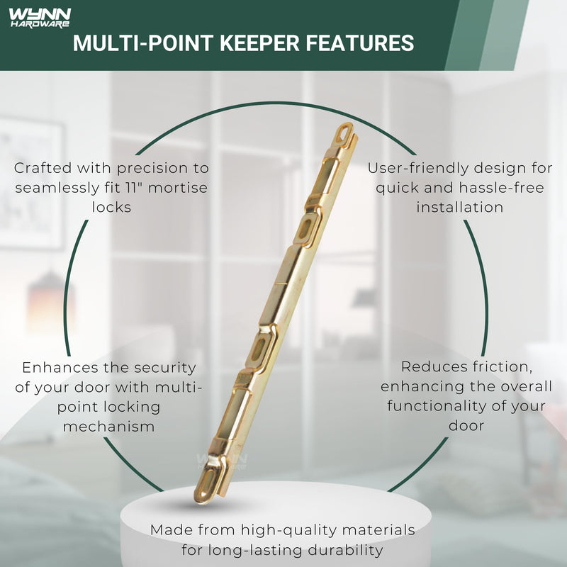 Sliding Glass Patio Door Multi-Point 10-7/8" Keeper for 2 Point Mortise Lock | Keeper Replacement for Mortise Lock Two Point | Fix and Repair Door Hardware Lock Latch Keeper Keeper for 11-3/4" Mortise Lock
