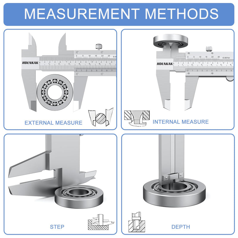 HDLNKAK Vernier Caliper 0.001", Outside Micrometer 0.001" and Stainless Steel Ruler, 0-6 Inch/0-150 mm High Precision Caliper, 0-1" Alloy Precision Micrometer Mechanical Toolkit Set.