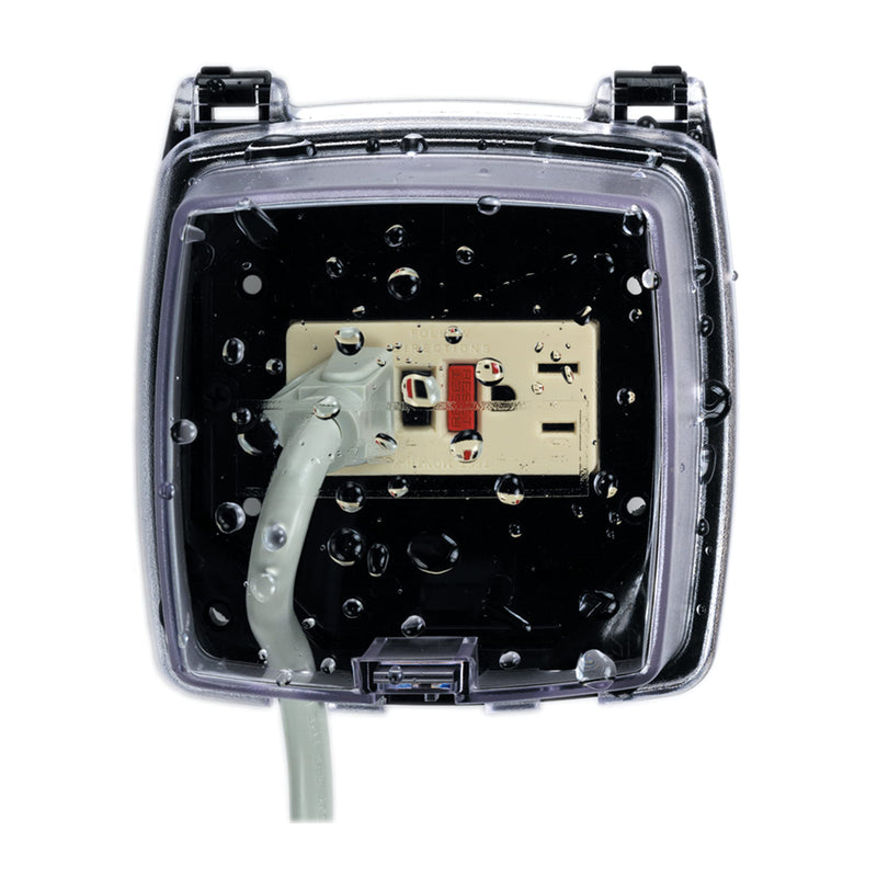 Intermatic WP1020C Weather Proof Plastic Receptacle Cover for Two-Gang 4” Box Single Gang Applications - Heavy-Duty UV Stabilized Polycarbonate - Outdoor Electrical Outlet Protection