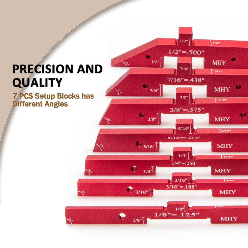 MHY 8PCS Heavy Precision Router Table Setup Blocks，Woodworking Height Depth Angle Gauge for Machine Tools and Table Saws