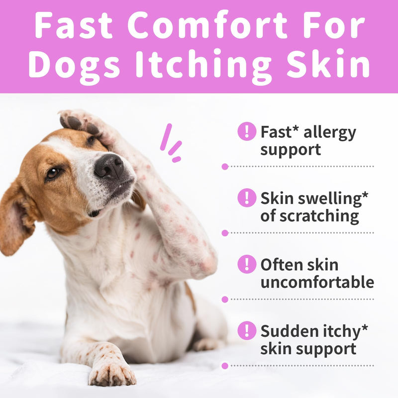 Itch Relief for Dogs - Turmeric Supplements for Itching Skin Comfort & Coat Health & Seasonal Allergy Care, Immune Support Supplement with Omega-3 Fish Oil, Biotin - Chicken Flavor - 90 Count 90 Count (Pack of 1)