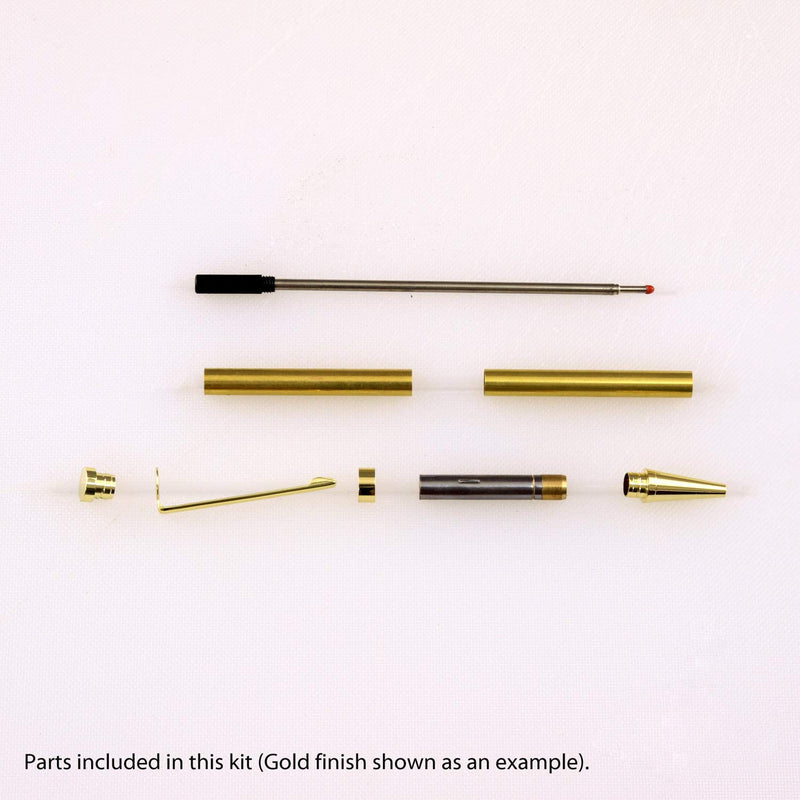 Slimline Pen Kit - Variety, 10 Pack, Gold, Gold with Black Stripe Clip, Satin Gold, Satin Silver, Silver, Black Chrome, Chrome, Chrome with Black Stripe Clip, Gun Metal, Copper