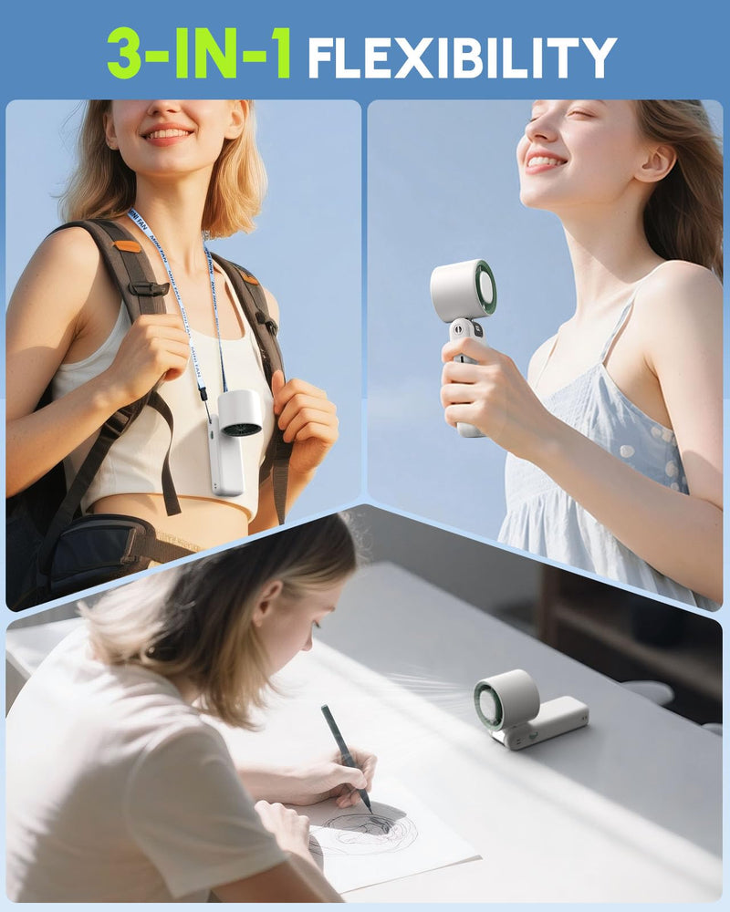 GVY Mini Portable Fan,1-100 Speed Settings, [Up to 24H Cooling] 4000mAH Rechargeable Battery| Personal Handheld Fan for Travel, Beach, Camping| Gifts for Women/Girls (White) White