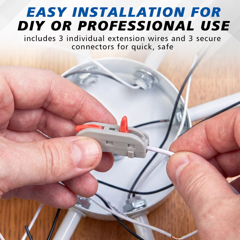 120 Inch Ceiling Fan Extension Wire Kit with 3 Color Wires & Connectors
