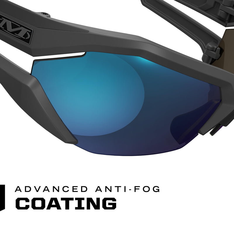 Mechanix Wear: Vision Type-V Safety Glasses with Advanced Anti Fog, Scratch Resistant, Half Framed Protective Eyewear, Lightweight Glasses with Adjustable Arms and Nose (Blue Mirror Lens) Blue Mirror Lens