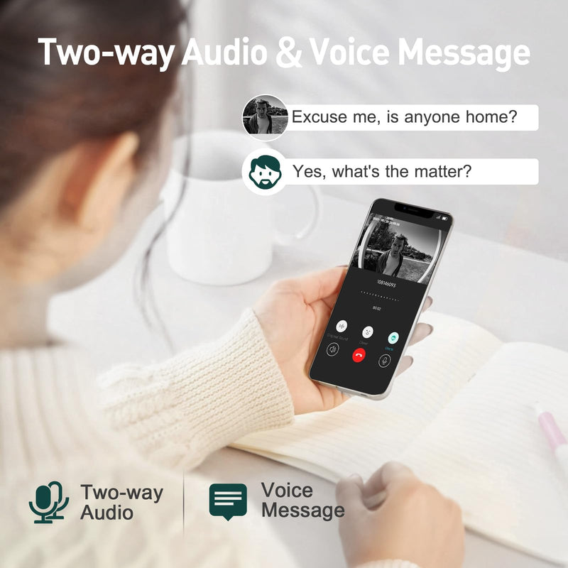 XTU Doorbell Camera Wireless No Subscription, 2K Video Doorbell with Chime, 2-way Audio, Instant Alert, Human Detection, Night Vision, 2.4G Wi-Fi, Works with Alexa and Google Assistant, Indoor Outdoor Black