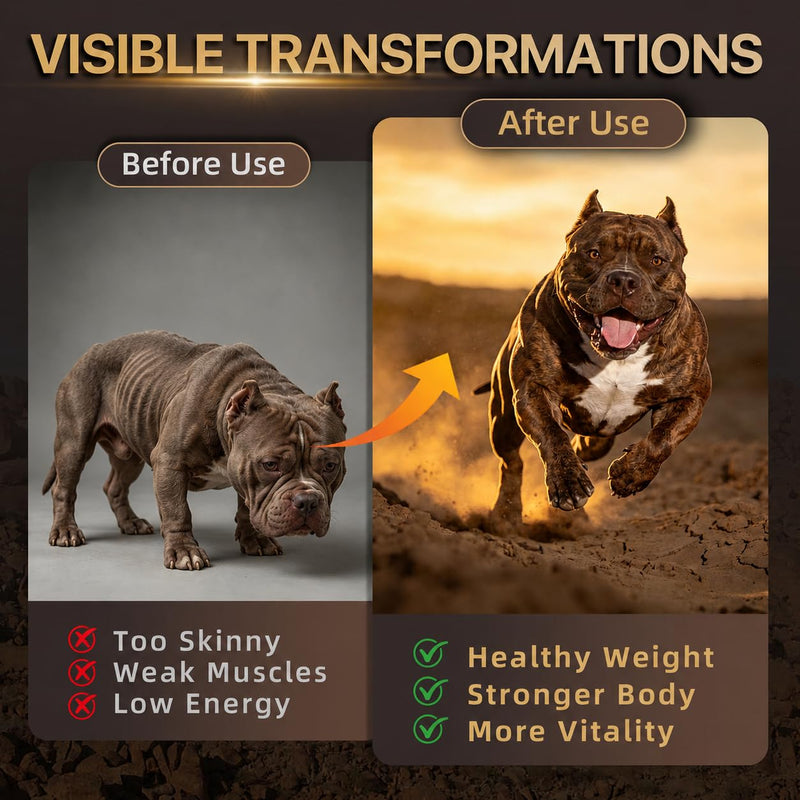 High Calorie Dog Muscle Builder Chews for Underweight Breeds, 100 Ct | For skinny and active dogs, stops bowl refusal, 800mg whey protein per serving, garbanzo flour for stable digestion