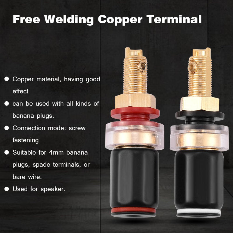 4mm Banana Plug,2 Pcs HiFi Banana Plugs, Welding Copper Terminal for 4mm Banana Socket,Black&Red Banana Jack Binding Post Replacement