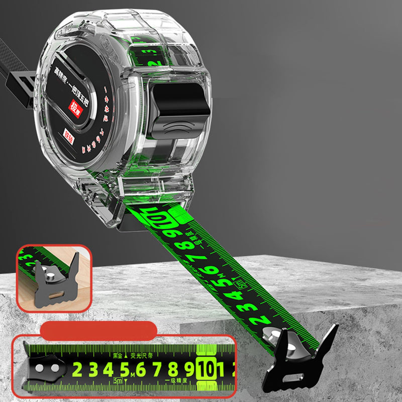 Estink Retractable Stainless Steel Tape Measure, Portable High Accuracy Retractable Measure Ruler with Clear Case Thick Electroplated Stainless Steel Tape for Woodworking (10m / 32.8ft) 10 m 10m / 32.8ft