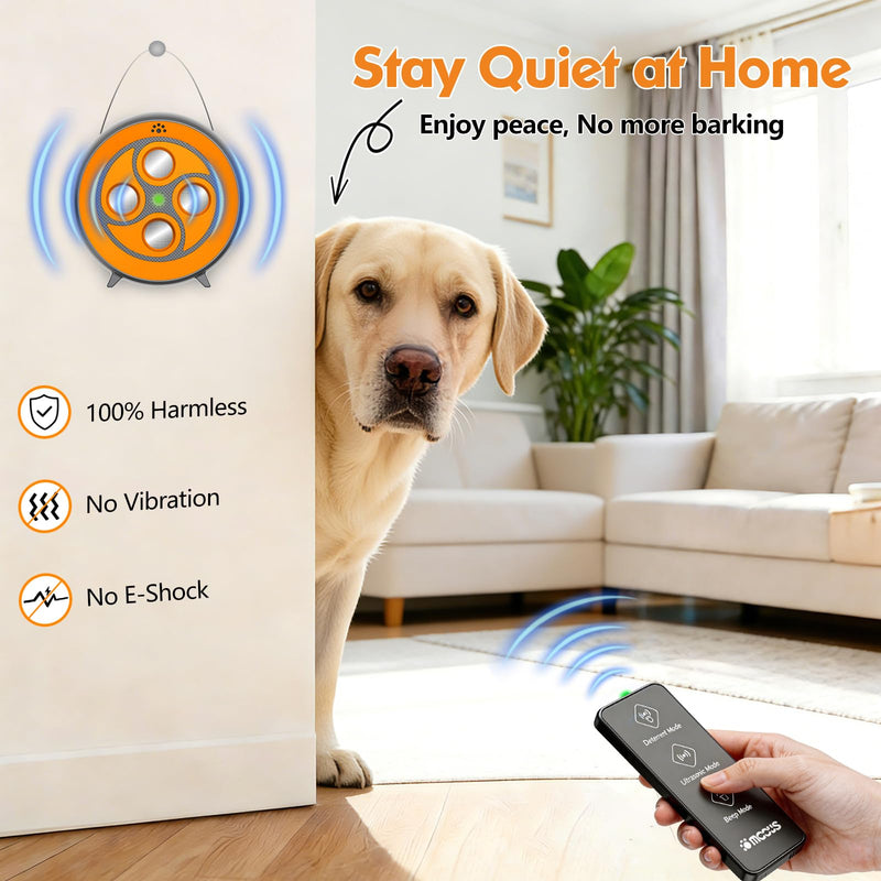 New Anti Barking Device for Dogs, Rechargeable Dog Barking Deterrent up to 75ft with Remote , Variable Ultra Frequency/6 Modes/IP65 Waterproof Dog Silencer Stop Neighbors‘ Dog from Barking (Orange) Orange Bark Deterrent Device