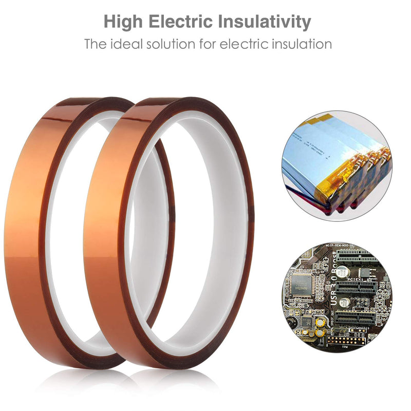 Gdrtwwh High Temp Tape,Polyimide High Resistant Tape Kapton Tape High Temperature Tape with Silicone Adhesive for Masking,Soldering,Electrical, etc(1 Roll x 2 inches) 1 Roll X 2 inches