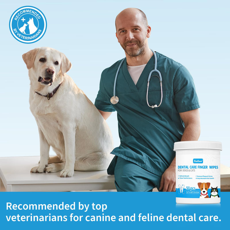 Dog Teeth Cleaning Finger Wipes - Pet Dental Care Wipes for Dogs & Cats - Freshens Breath - Remove Plaque and Tartar - Disposable Gentle Cleaning & Gum Care Dog Finger Toothbrush - 50 Count - PawsPlanet Australia
