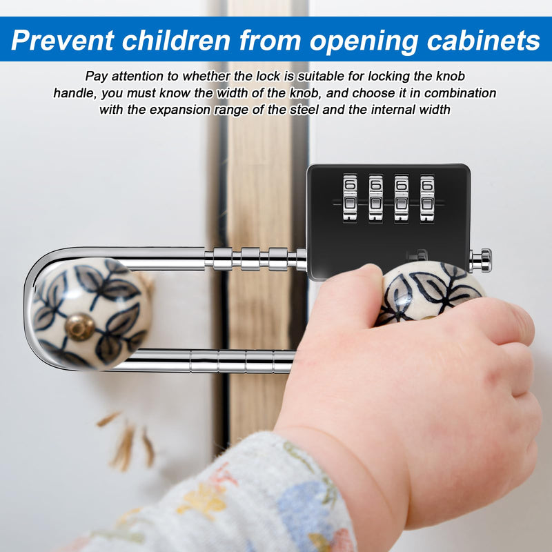 Gisafai 2 Pieces 4 Digit Combination Cabinet Lock, Long Code Combination Padlock for Gym School Lockers, Child Proof Code Sliding Locks for Fences, Drawers Closet