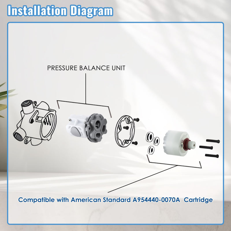 Dreyoo 1 Pack Pressure Balance Cartridge Compatible with American Standard Shower Valve R110/R115 A954.4400070A for Bath Tub and Shower Single Lever Faucets Handle Valves
