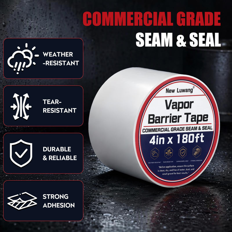 Vapor Barrier Tape, 4" x 180' 3 Roll white 4" x 180'
