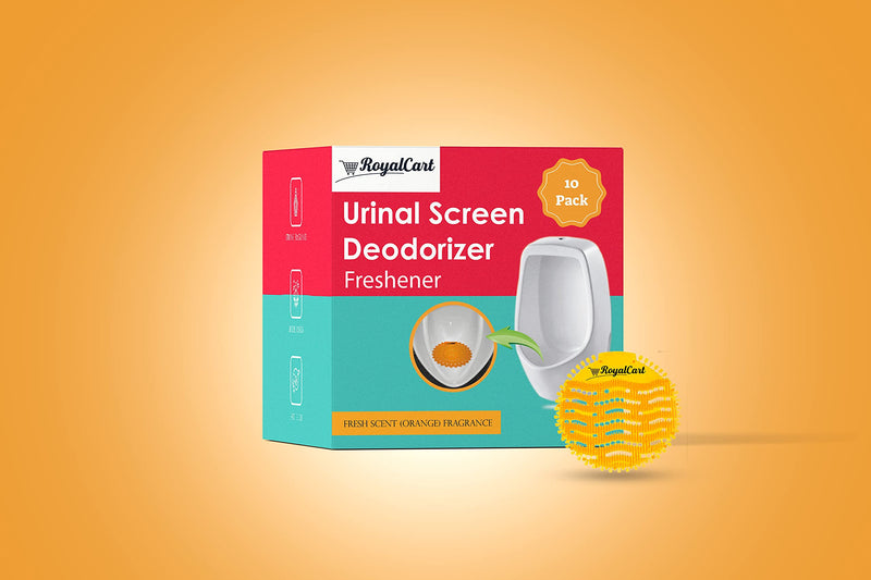 RoyalCart Urinal Screen Deodorizer Freshener (10 Pack), Urinal Wave Screens Mat Guard Anti - Splash, Fresh Scent (Orange Citrus) Fragrance, Supplies Fit for Office School Restaurant Toilets, and More