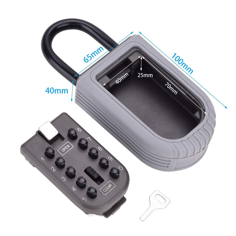 Key Lock Box,Realtor Key Lock Box Safe Lockbox 10-Digit Push Button Combination Safe Vault - Portable Outdoor Stor a Key - Door Handle or Fence Mount.
