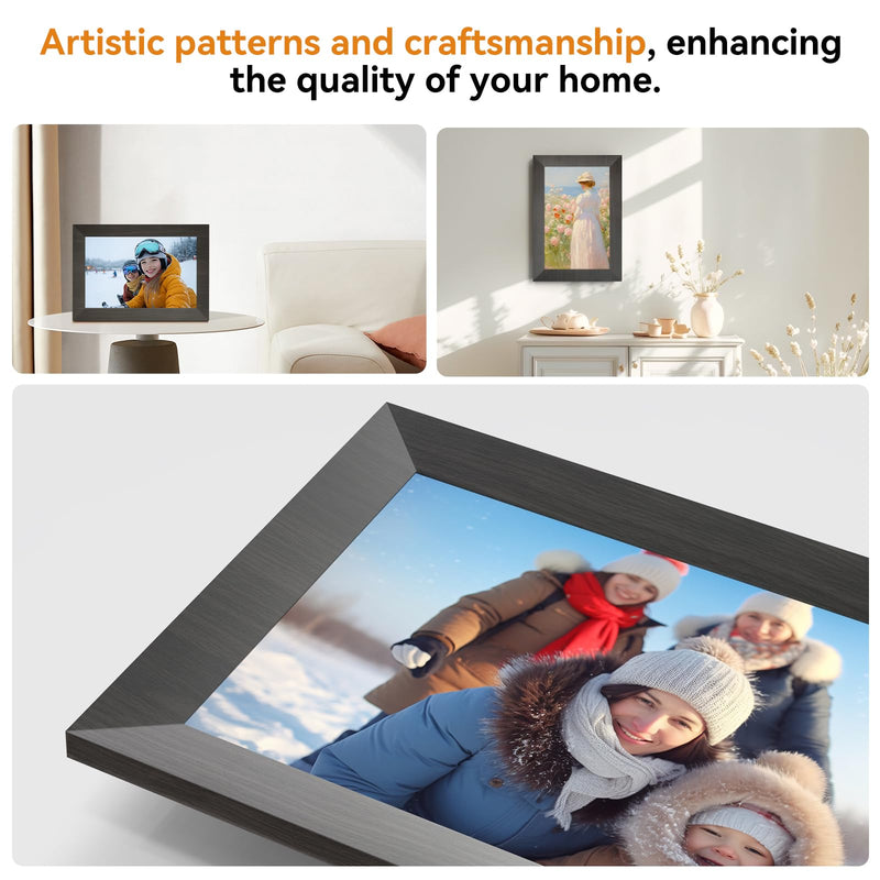 10.1 Inch Smart Digital Picture Frame with Wi-Fi 6, 32GB Storage, IPS Touch Screen, Auto-Rotation, Music Sync, Weather & Clock - Ideal Gift for Families 10" Black