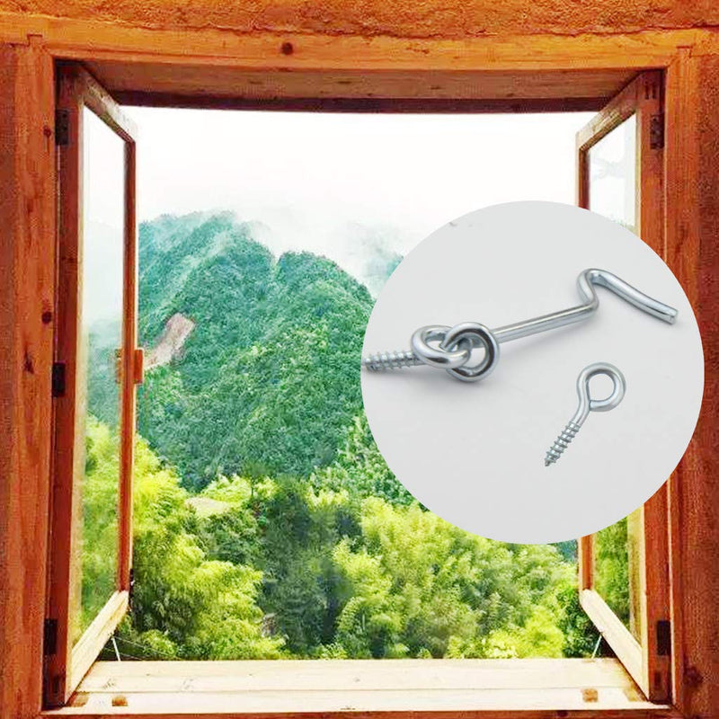 8 Pcs 2.5 inches Cabin Hook Eye Latch Gate Door Swivel Window Door Hook with Mounting Screws (Silver, 2.5 inches) Silver