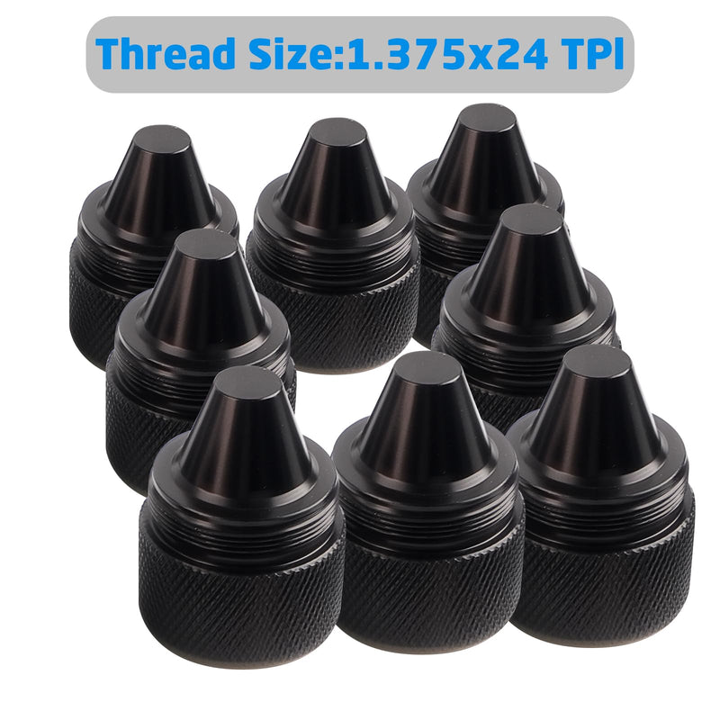 1.375" X24 Aluminum Alloy Cone Shaped Parts, 12 Pack Sealed End Cap Fit for Tire Anti Theft Cover Black 1.375 inches