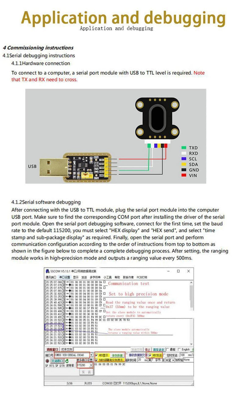 HiLetgo TOF050F VL6180 Time-of-Flight (TOF) Distance Measurement Sensor Built-in MCU Algorithm with UART IIC I2C MODBUS Modes Measuring Distance 50CM