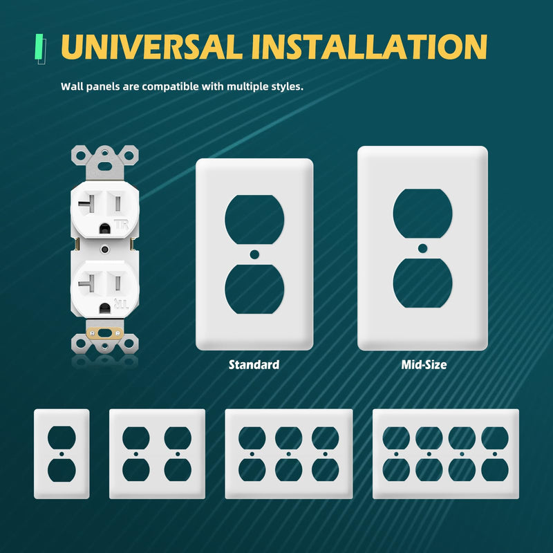 Duplex Wall Receptacle Outlets, 20A Tamper-Resistant Electrical Receptacle, 2 Pole 3 Wire, Self-Grounding, Residential Grade Wall Power Socket, White, UL Listed, 10 Pack 20 Amp