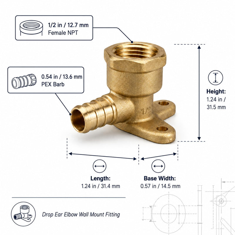 Drop Ear Elbow Threaded Fitting,PEX 1/2" x 1/2" NPT Female 10 Pack 10 Pack 1/2 " x 1/2 " Female NPT Drop Ear Elbow