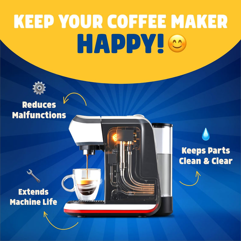 Coffee Maker Descaler - Easy to Use Coffee Machine Tablets Compatible with All Major Brands - Fast Acting Descaling Tablets Preserves Brew Flavor & Machine Longevity (24 Count) 24 Count (Pack of 1)