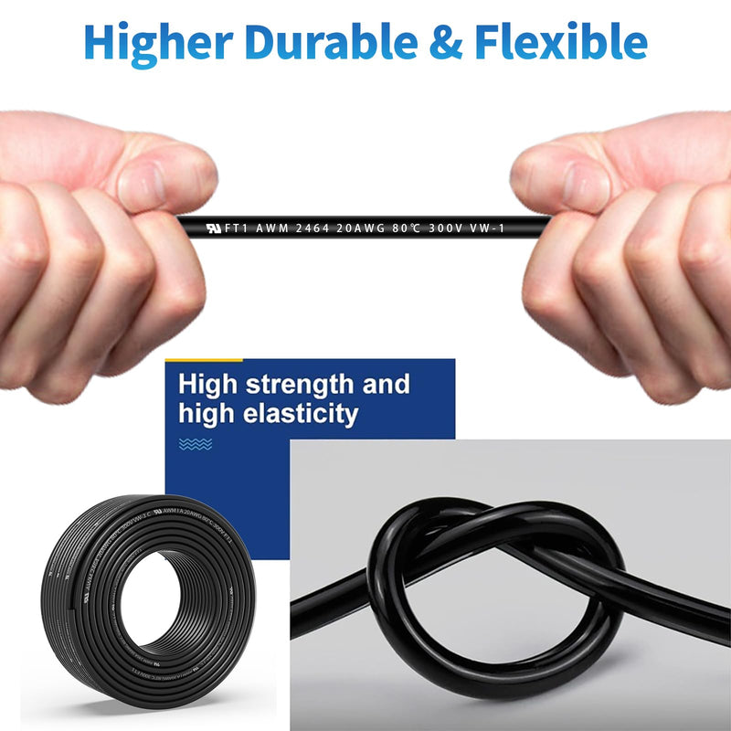 20 Gauge 4 Conductor Shielded Wire 100FT, UL2464 20 AWG 4 Shielded Cable | Tinned Copper Stranded 20/4 CNC Wire for CNC VFD Spindle, Stepper Motor, 3D Printer, Sound, Speaker, Signal Transmission 20AWG-4C