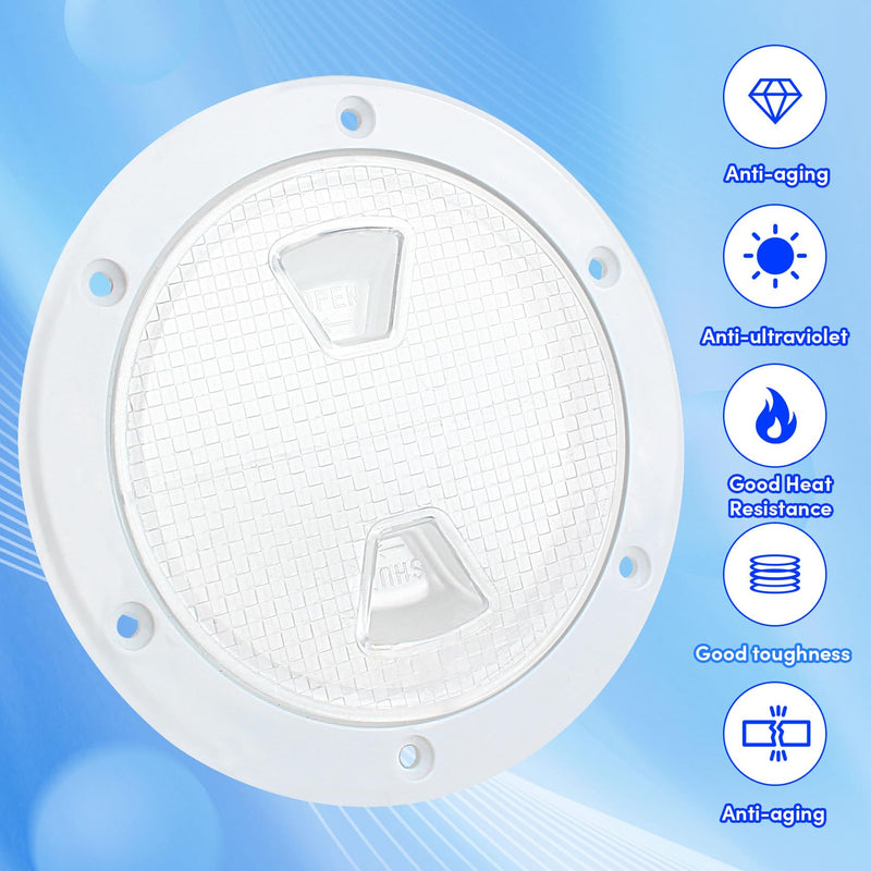 Boat Hatch Deck Plate - Marine Access Hatch Round with Detachable Cover for RV Marine Boat Kayaks Yacht - Boat Hatch Cover Circular Non Slip Inspection Hatch with Screws(White Transparent(4",6",7.2" ) 4inch White