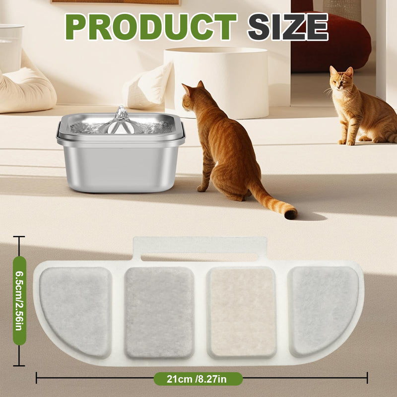 16 Pack Cat Water Fountain Filters Compatible with Pawtners WF008A, 4L/135oz Fountain, Long-Lasting Supply with 4-Layer Filtration, Activated Carbon, Ion Exchange Resin, Maifan Stone & Nonwoven Fabric 16 Filters + 16 Sponges | Value Pack
