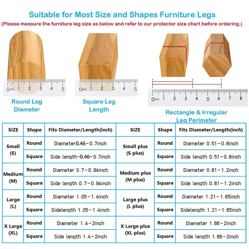 16 Pack Chair Leg Floor Protectors for Hardwood Floors, Round Rubber Furniture Sliders, 360°Felt Pad Bottom Wrapped Thickening Silicone Furniture Legs Caps Covers(Round,Clear-S) Transparent-S