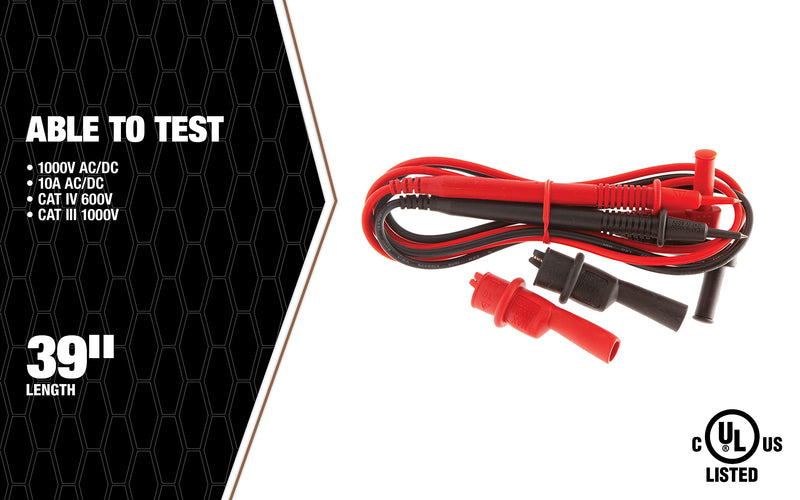 Southwire 60010S Replacement Test Leads with Alligator Clips;black red