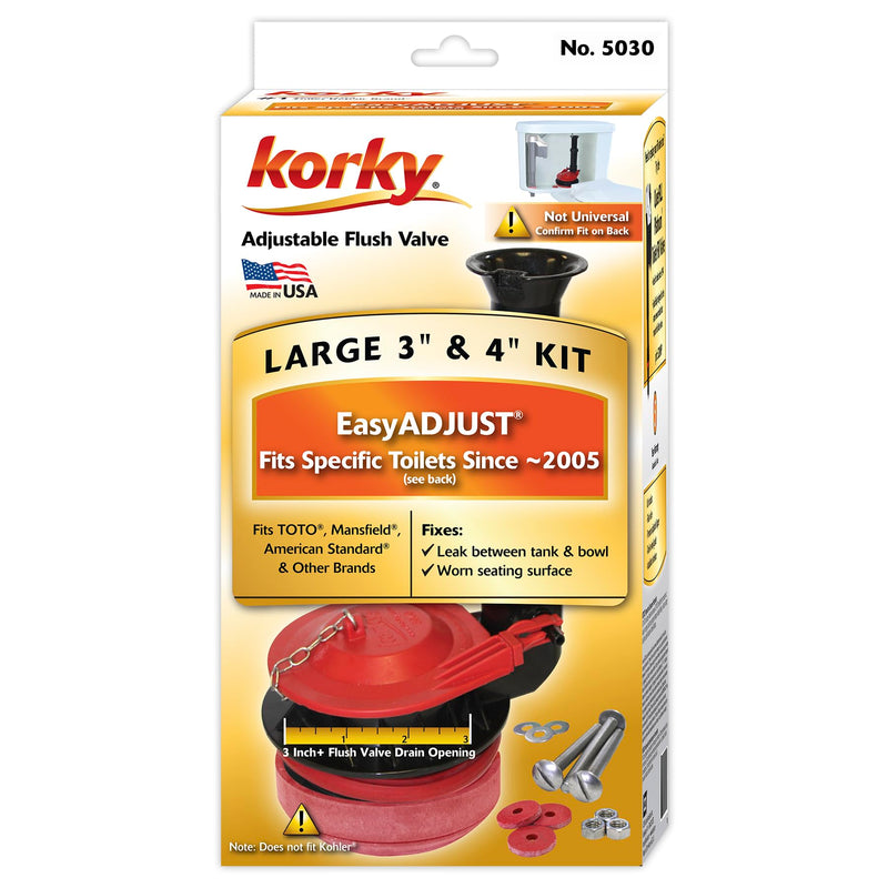 Korky 5030BP Large Flush Valve Kit, 3 Inch, Red