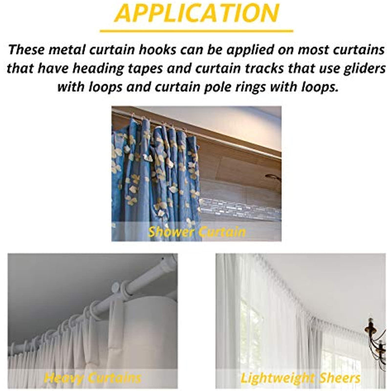 50 Pieces Drapery Pins Metal Curtain Hooks Drapery Hooks Metal Curtain Hooks Pins for Drapes Pinch Pleat Hooks Window Curtain, Door Curtain and Shower Curtain (Silver) Silver 50
