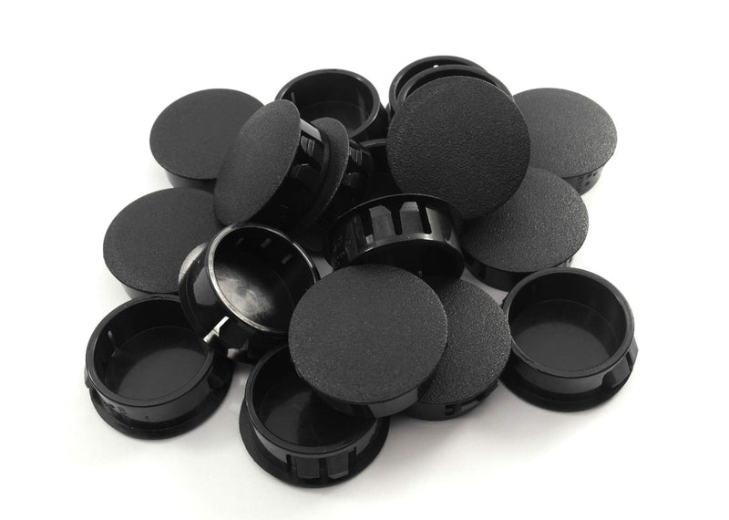 Black Nylon Hole Plugs Fits 1 1/8" Diameter Hole - Slightly Domed Surface - Durable Nylon Plug Snaps Into Hole with Locking Tabs That Hold in Place (6) 6