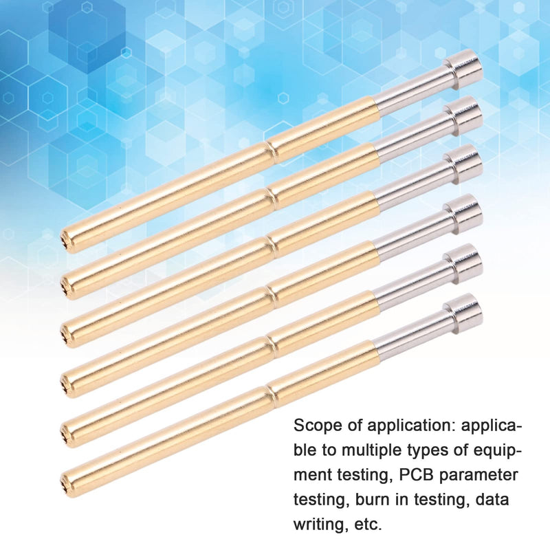 100pcs Spring Loaded Test Pins, Concave Head PCB Testing Probes Brass Pogo Pins 2.02mm/0.1in Tube Diameter for Circuit Board/Burn-in Fixture (33.35mm Length)