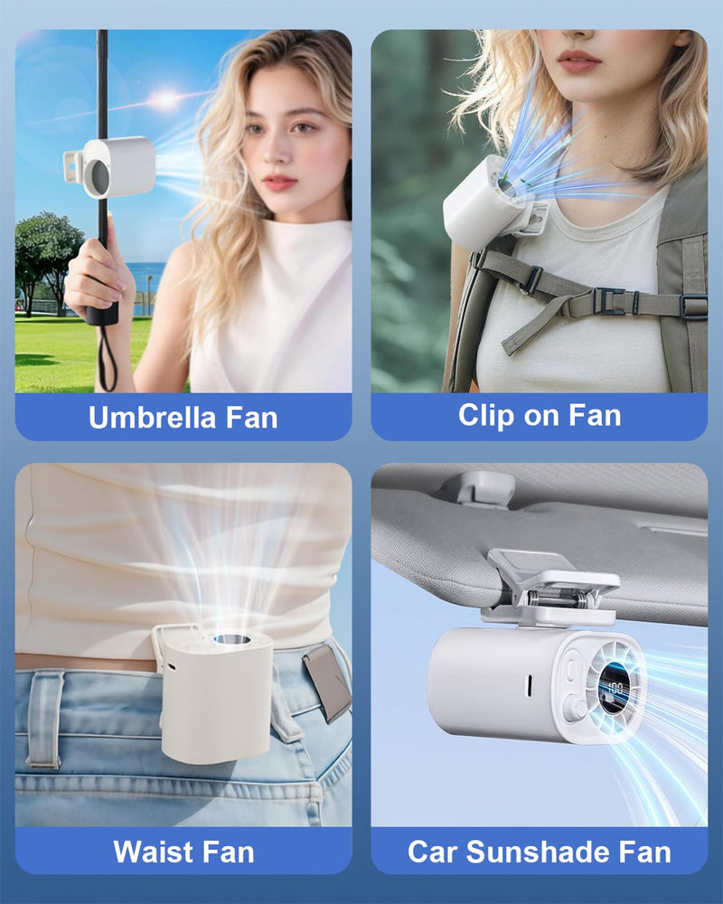Portable Clip On Fan for Umbrella,Ultra Light 0.28 Lb,100 Wind Speed Stepless Adjustment,Personal Rechargeable Clip On Fan for Umbrella Beach Outdoor Travel Essential(White)