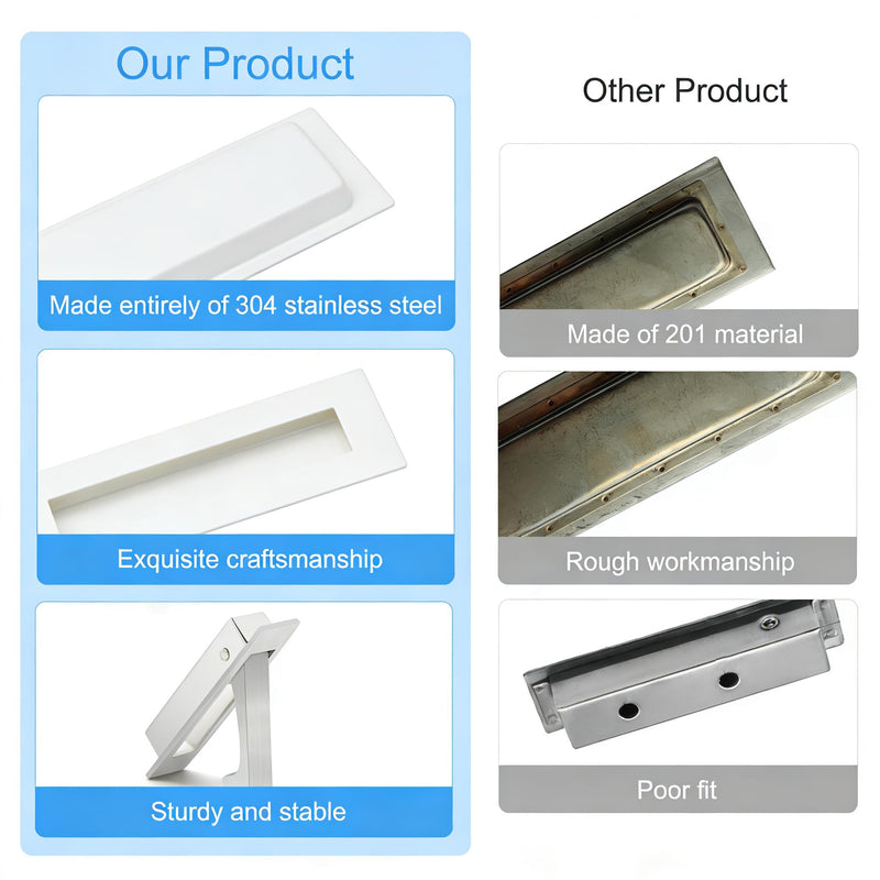 Dontay Pocket Door Handle,Recessed Pull,No Lock Flush Hardware,White,4.72'' 4.72 Inch 4 Set White