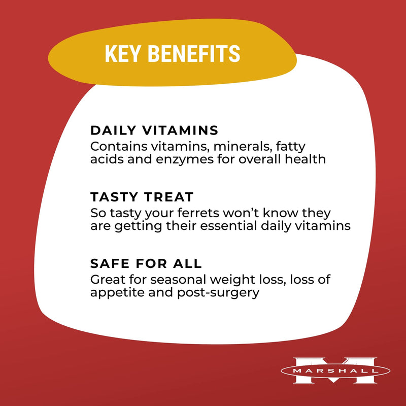 Marshall Pet Products Natural Furo-Vite Highly Nutritious Daily Vitamin Supplement Paste, for Ferrets of All Ages, for Training and Support, 3 oz