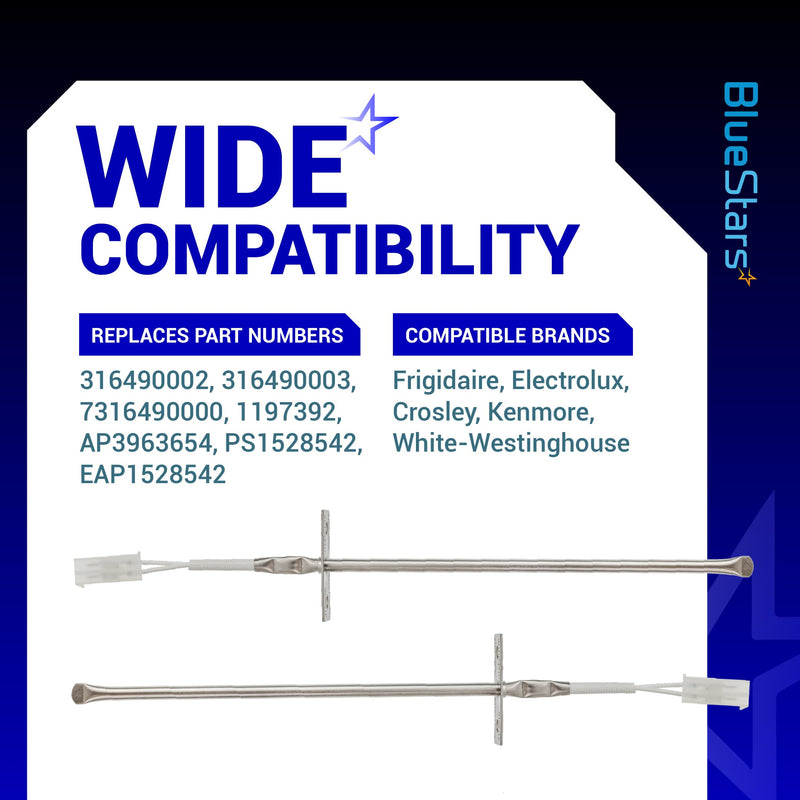 [Upgraded] BlueStars 316490000 316490002 316490003 Oven Probe Temperature Sensor - Compatible with Frigidaire FFEF3052TS Kenmore Ranges - Replaces 7316490000 1197392 AP3963654 PS1528542 EAP1528542